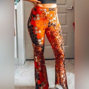 EUC Free People Paisley Stretch Flare Pants